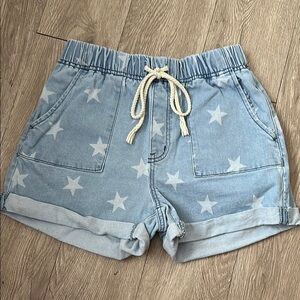 NOBO Blue Star Jean Shorts Elastic Waist